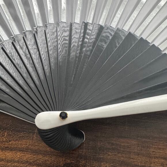 Versace Foldable Hand Fan in Black/White - Picture 8 of 8